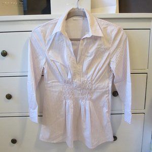NY&C Stretch Dress Shirt Pink White Stripe XS